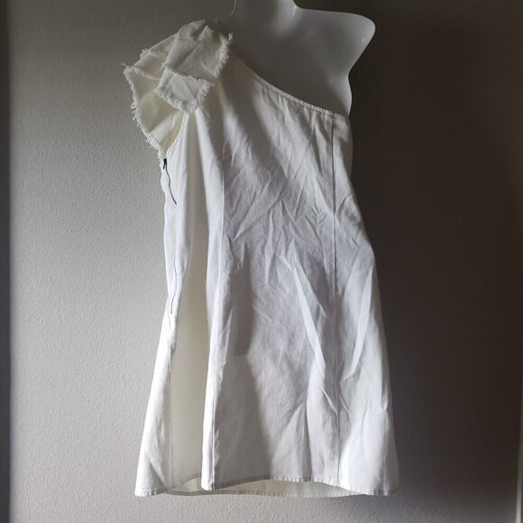 Future Collective w/ Jenny K. Women's Asymmetrical Ruffle Denim Mini Dress Sz 16 - Picture 9 of 16